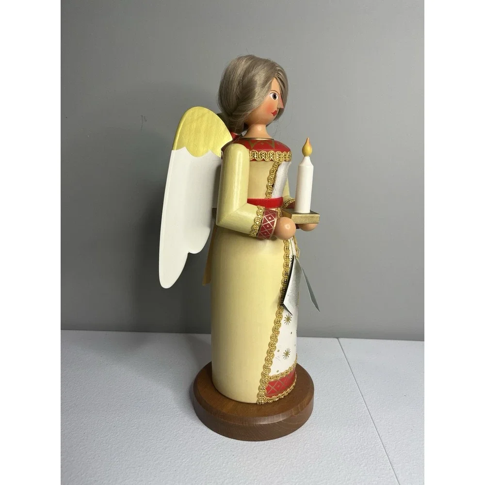 Vtg Erzgebirge Ore Mountain Germany Female‎ Yellow Angel Nutcracker Large